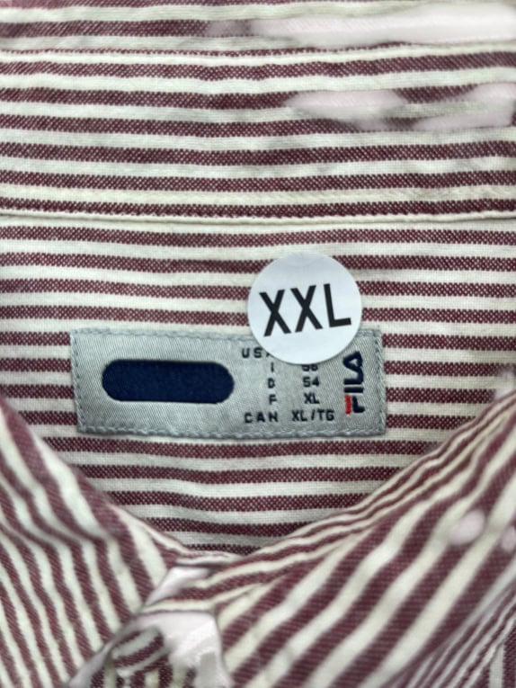 FILA Vintage Striped Shirt with Logo Brown-White Men's XXL
