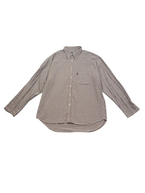 FILA Vintage Striped Shirt with Logo Brown-White Men's XXL