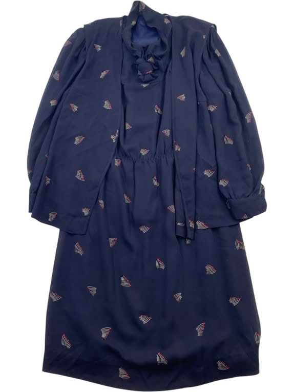 FIORELLA RUBINO ABITO RETRO NAVY DONNA PRE OWNED L
