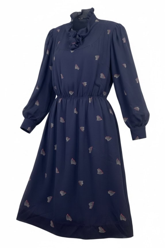 FIORELLA RUBINO ABITO RETRO NAVY DONNA PRE OWNED L