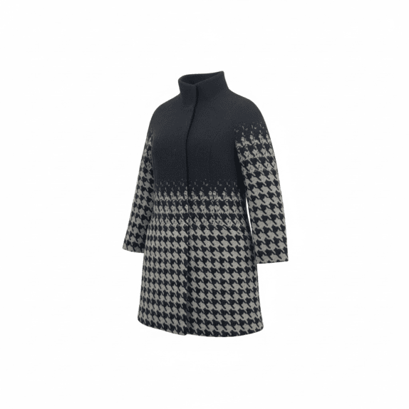 Fiorella Rubino Παλτό Vintage Houndstooth Logo Μαύρο/Γκρι Γυναικείο L