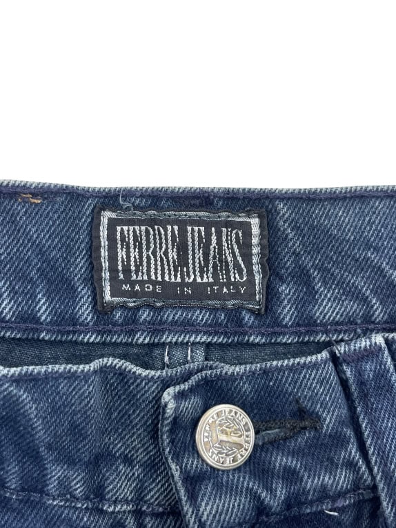 Fiorucci Jeans pantaloni in denim con logo vintage blu da donna XS