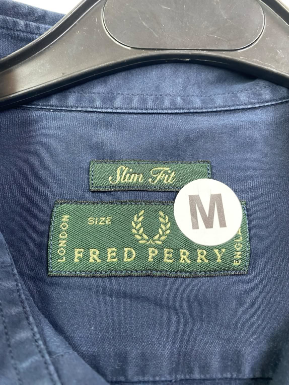 FRED PERRY Πουκάμισο Slim Fit με Κεντητό Λογότυπο Μπλε Ανδρικό M