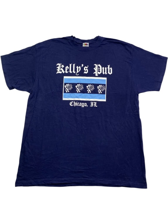 FRUIT OF THE LOOM T-SHIRT "KELLY'S PUB CHICAGO" NAVY BLUE UNISEX XL