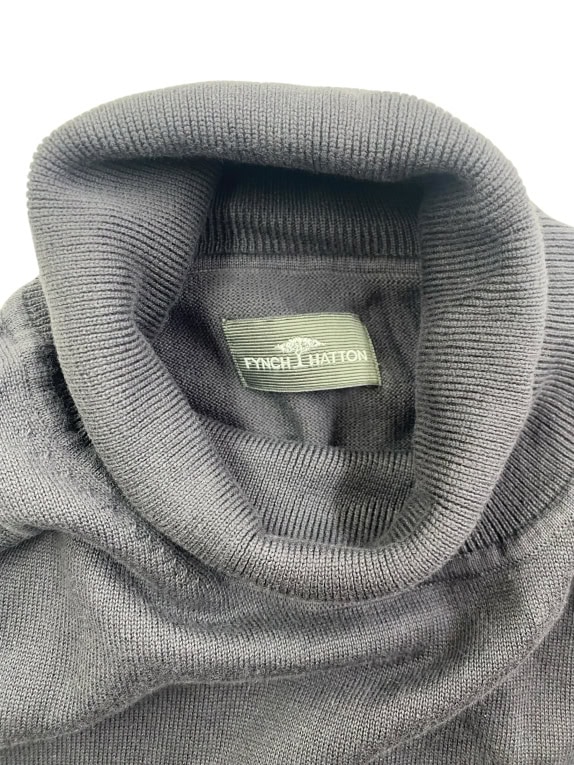 Fynch-Hatton Maglia lavorata a maglia a collo alto nera da uomo XL