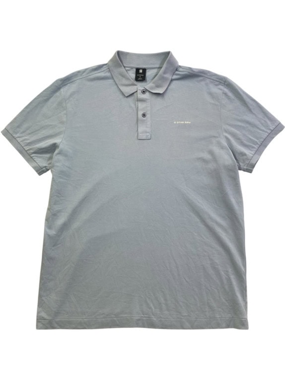 G STAR RAW POLO SHIRT MINIMAL LIGHT GREY MENS PRE OWNED L