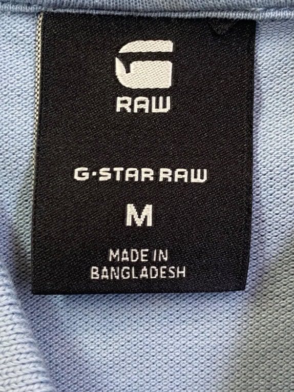 G STAR RAW POLO SHIRT MINIMAL LIGHT BLUE MEN PRE OWNED M