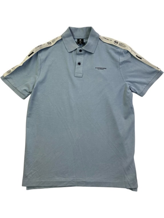 G STAR RAW POLO SHIRT MINIMAL LIGHT BLUE MEN PRE OWNED M
