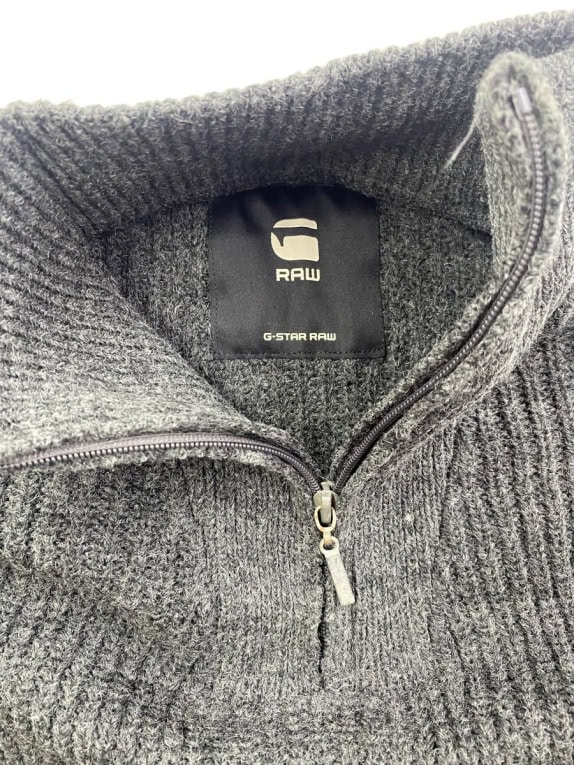 G-STAR RAW Half-Zip Knit Sweater Grey Men's XXL