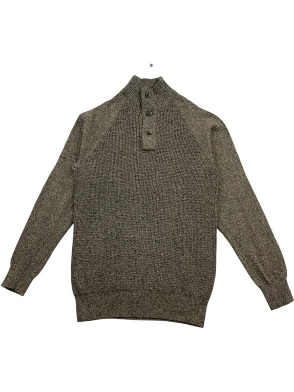 G-Star Raw Knitted Sweater Vintage Mock Neck Button Melange Brown/Grey Men's L