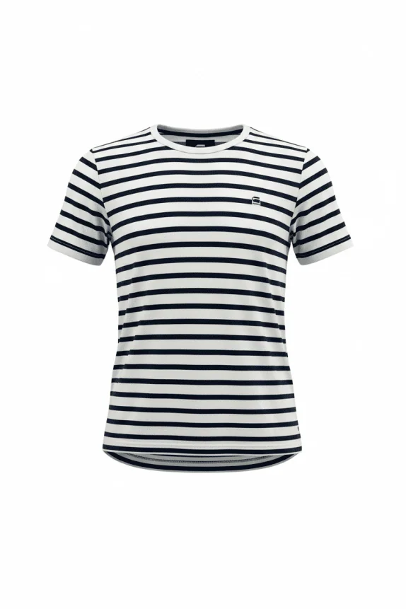 G-STAR RAW T-SHIRT CASUAL ΡΙΓΕ ΛΟΓΟΤΥΠΟ ΛΕΥΚΟ-ΜΠΛΕ ΑΝΔΡΙΚΟ L