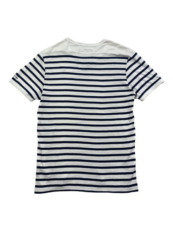 G-STAR RAW T-SHIRT CASUAL STRIPED LOGO WHITE-BLUE MENS L