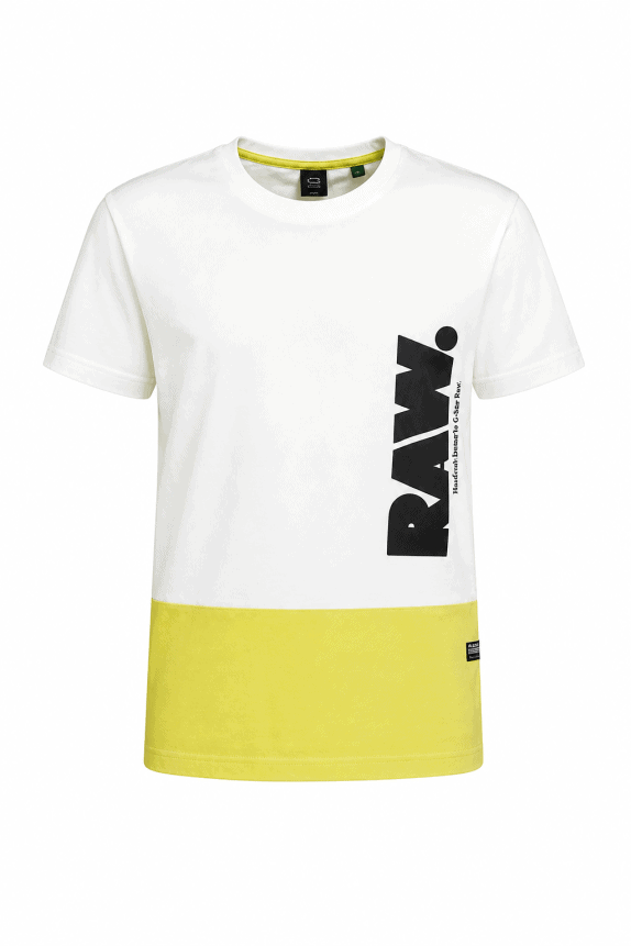 G STAR RAW T SHIRT GRAPHIC BIANCO GIALLO UOMO PRE OWNED XL