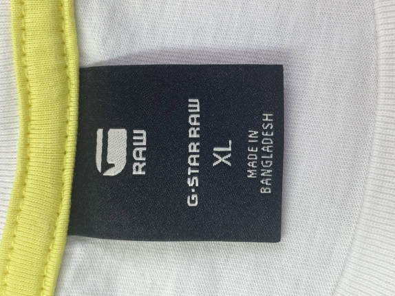 G STAR RAW GRAPHIC T SHIRT WHITE YELLOW MENS PRE OWNED XL