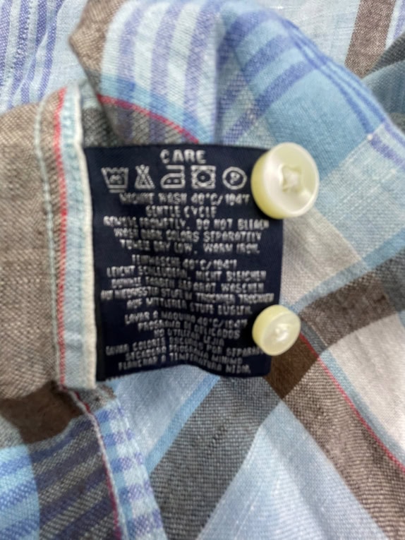 GANT Πουκάμισο Long Island Linen Regular Fit Γαλάζιο Καρό Ανδρικό M