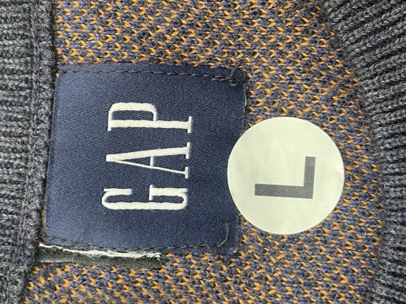 GAP ΠΛΕΚΤΟ ΠΟΥΛΟΒΕΡ ΚΑΡΩ ΜΠΛΕ ΓΚΡΙ ΑΝΤΡΙΚΟ PRE OWNED L