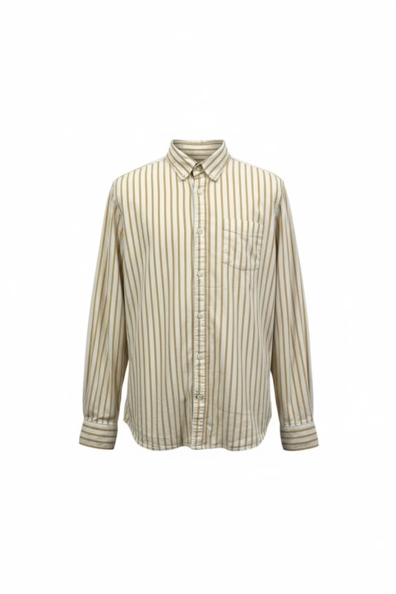 GAP SLIM FIT STRIPED SHIRT WITH POCKET YELLOW/WHITE MEN'S L