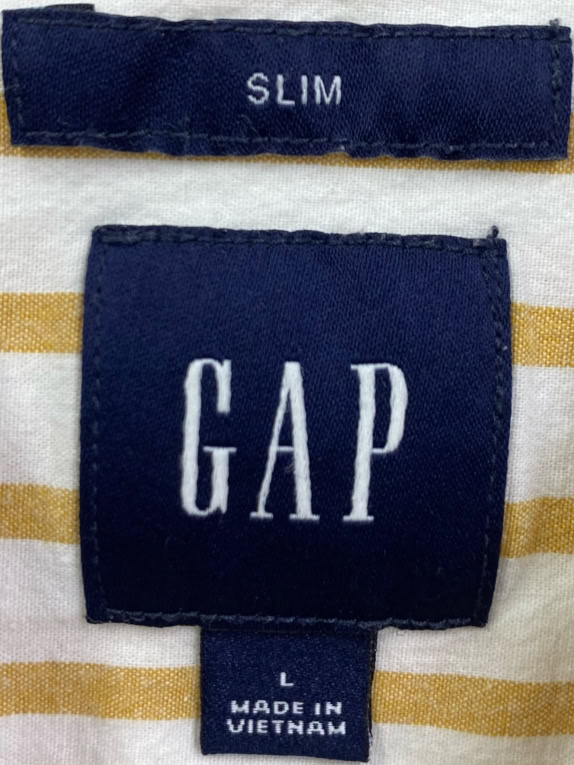 GAP ΠΟΥΚΑΜΙΣΟ SLIM FIT ΡΙΓΕ ΜΕ ΤΣΕΠΗ ΚΙΤΡΙΝΟ/ΛΕΥΚΟ ΑΝΔΡΙΚΟ L