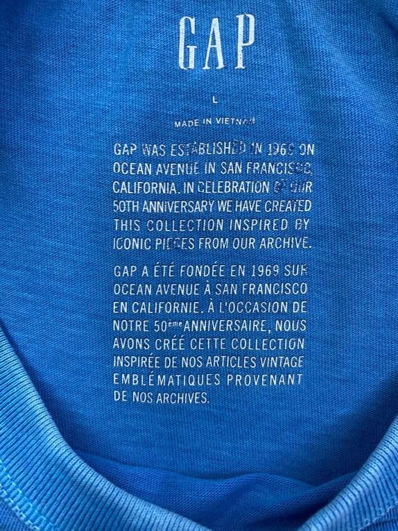 GAP T-SHIRT VINTAGE GRAPHIC LOGO BLUE MEN'S L