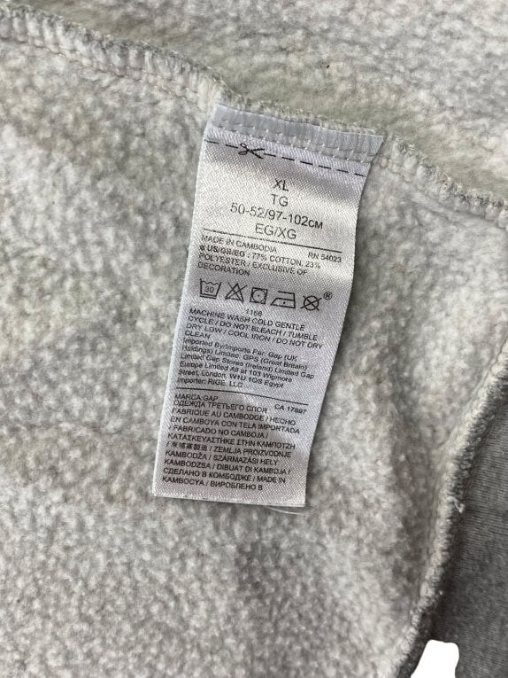 GAP Ζακέτα με Κουκούλα Vintage Λογότυπο Γκρι Ανδρική XL