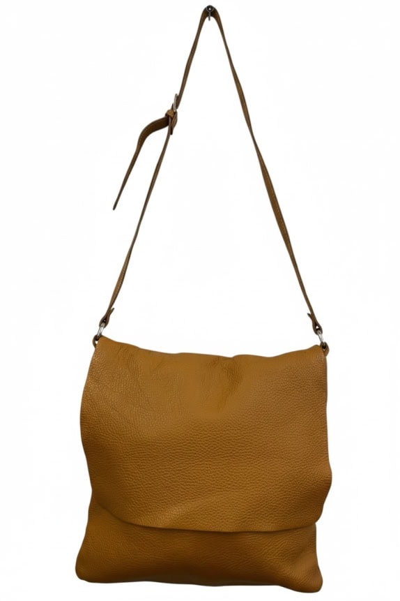 BORSA A SPALLA CROSSBODY IN VERA PELLE CAMMELLO