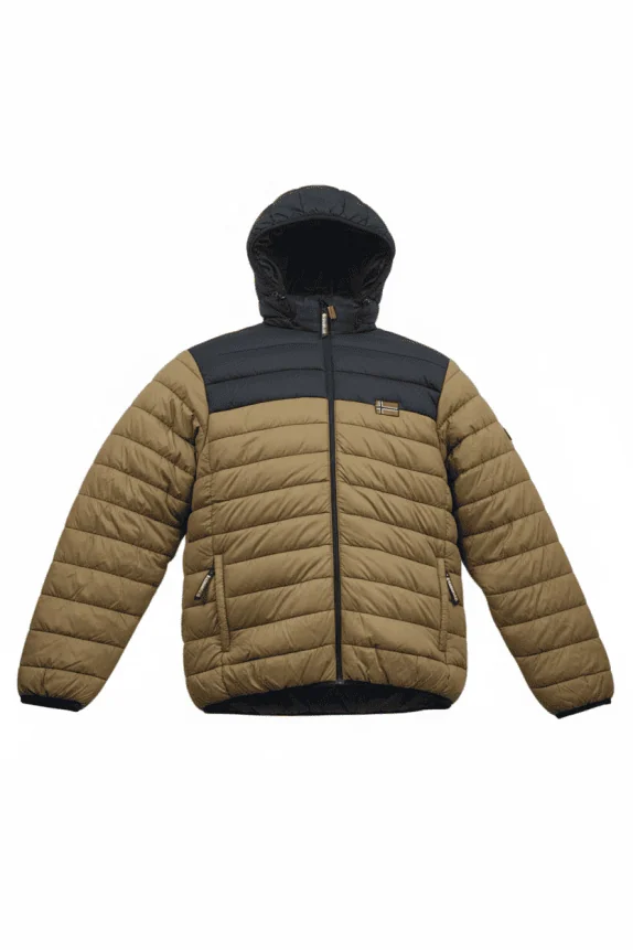 Geographical Norway Puffer Μπουφάν Expedition Λογότυπο Χακί/Μαύρο Ανδρικό XXXLarge