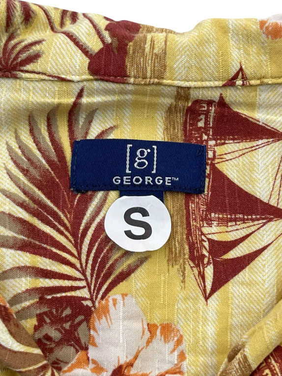 GEORGE ΠΟΥΚΑΜΙΣΟ HAWAIIAN PRINT ΚΙΤΡΙΝΟ ΑΝΤΡΙΚΟ PRE OWNED S