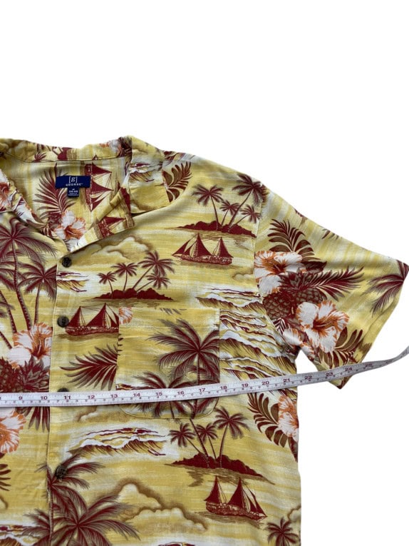 GEORGE ΠΟΥΚΑΜΙΣΟ HAWAIIAN PRINT ΚΙΤΡΙΝΟ ΑΝΤΡΙΚΟ PRE OWNED S