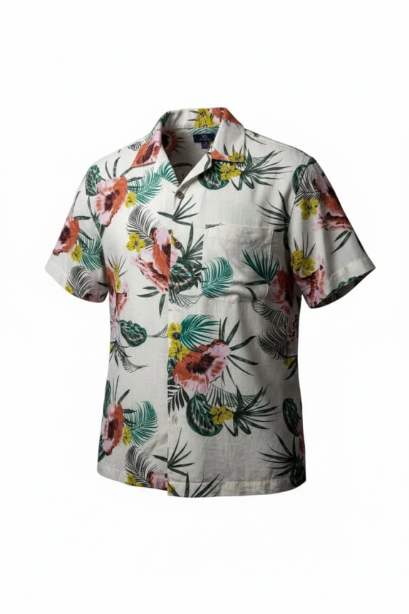 GEORGE SHIRT TROPICAL OFF WHITE MEN PRE OWNED M