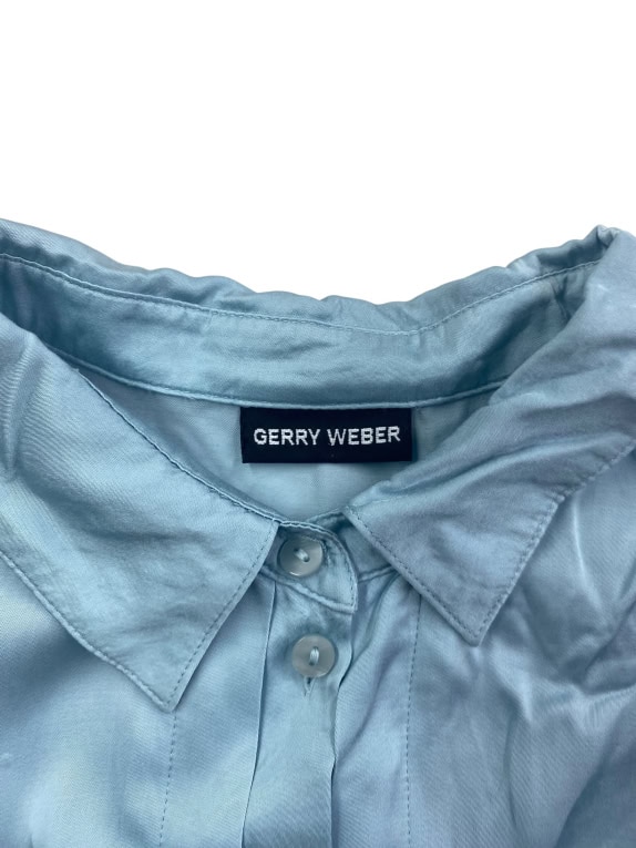 GERRY WEBER Satin Shirt Classic Solid Light Blue Women’s M