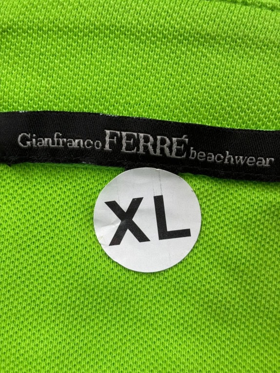 GIANFRANCO FERRE BEACHWEAR ΜΑΚΡΥΜΑΝΙΚΟ POLO MINIMAL ΛΑΪΜ ΠΡΑΣΙΝΟ ΑΝΤΡΙΚΟ PRE OWNED XL