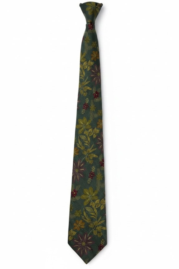GIANMARCO VENTURI CRAVATTA FLOREALE RETRO VERDE UOMO PRE OWNED