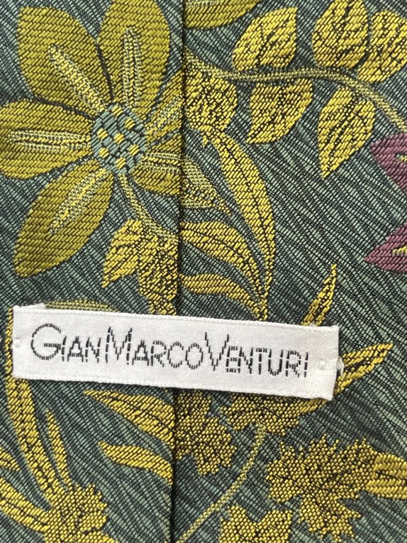 GIANMARCO VENTURI CRAVATTA FLOREALE RETRO VERDE UOMO PRE OWNED