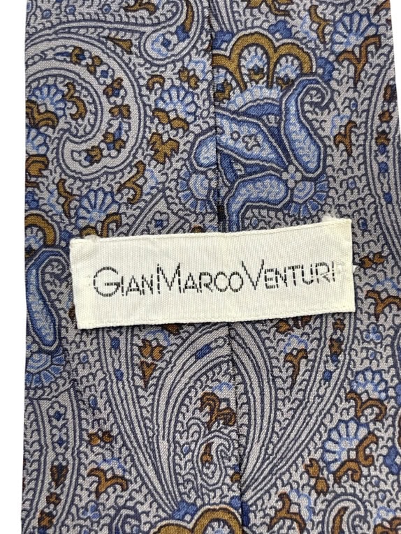 GIANMARCO VENTURI ΓΡΑΒΑΤΑ PAISLEY ΓΚΡΙ ΜΠΛΕ ΑΝΤΡΙΚΟ PRE OWNED