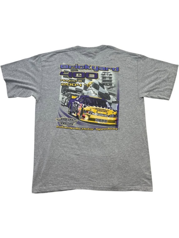 GILDAN GRAPHIC TEE RACING GREY UNISEX PRE OWNED L
