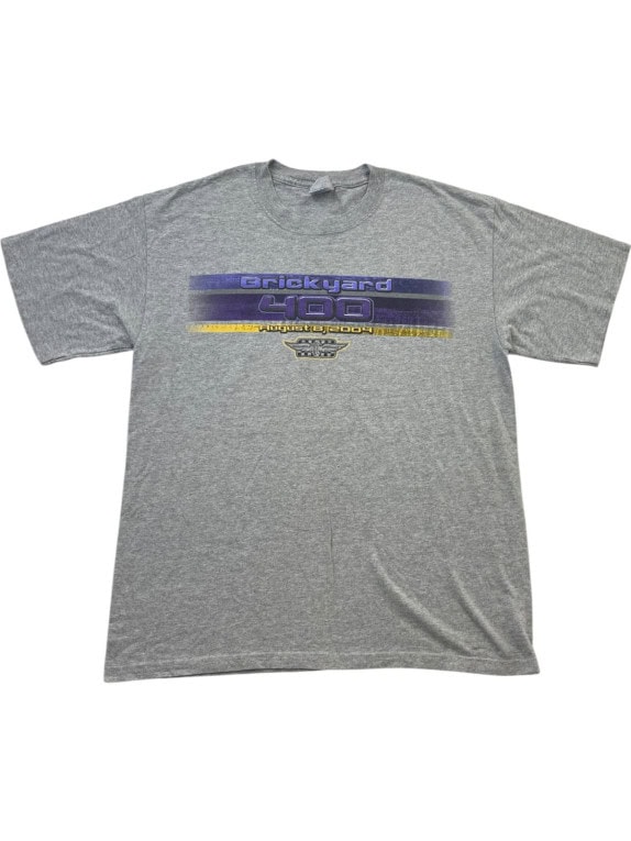 GILDAN GRAPHIC TEE RACING GREY UNISEX PRE OWNED L