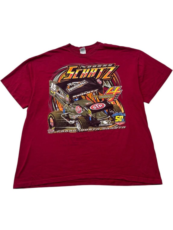 GILDAN GRAPHIC TEE RACING BURGUNDY UNISEX PRE OWNED XXL