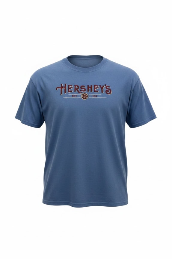 GILDAN HERSHEY'S T-Shirt Y2K Embroidered Logo Μπλε Unisex XL