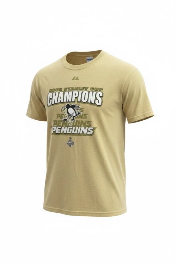 GILDAN T SHIRT VINTAGE 2009 STANLEY CUP CHAMPIONS YELLOW UNISEX MEDIUM pre-owned