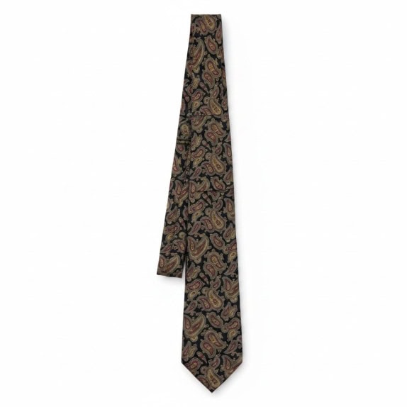 GIORGIO ARMANI TIE CLASSIC PAISLEY NAVY MENS PRE OWNED