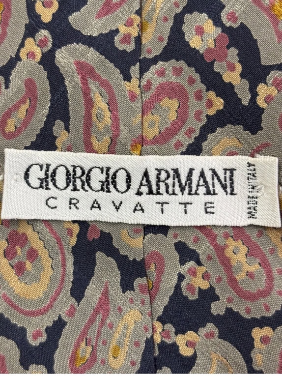 GIORGIO ARMANI TIE CLASSIC PAISLEY NAVY MENS PRE OWNED