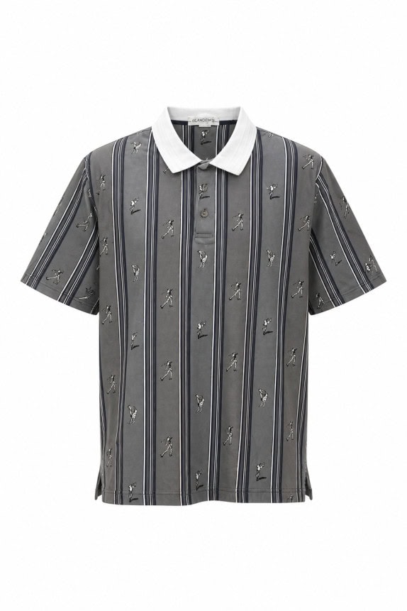 1990S GRAND SLAM POLO SHIRT STRIPED GREY ΑΝΤΡΙΚΟ PRE OWNED L