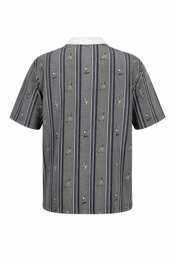 1990S GRAND SLAM POLO SHIRT STRIPED GREY MEN PRE OWNED L