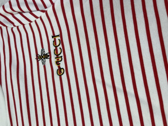 GUCCI SWEATSHIRT STRIPED RED MEN PRE OWNED