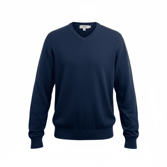 Guess Ανδρικό Πλεκτό Πουλόβερ V-Neck Μπλε Σκούρο XL