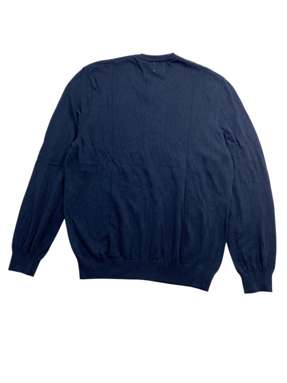 Guess Ανδρικό Πλεκτό Πουλόβερ V-Neck Μπλε Σκούρο XL