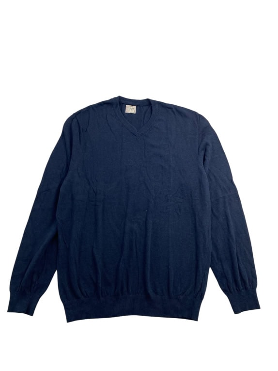 Guess Ανδρικό Πλεκτό Πουλόβερ V-Neck Μπλε Σκούρο XL