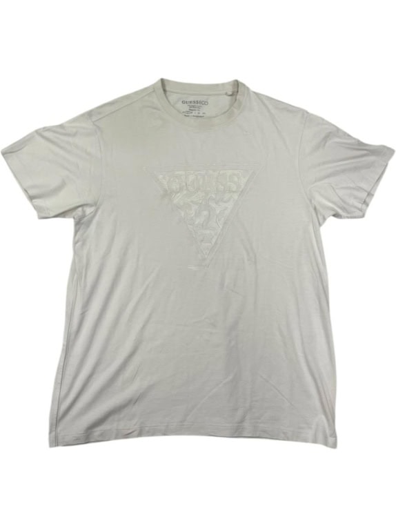GUESS ECO T-SHIRT ΑΝΔΡΙΚΟ ΑΣΠΡΟ/ΕΚΡΟΥ ΜΕ ΑΝΑΓΛΥΦΟ ΛΟΓΟΤΥΠΟ - S