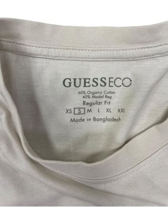 GUESS ECO T-SHIRT ΑΝΔΡΙΚΟ ΑΣΠΡΟ/ΕΚΡΟΥ ΜΕ ΑΝΑΓΛΥΦΟ ΛΟΓΟΤΥΠΟ - S