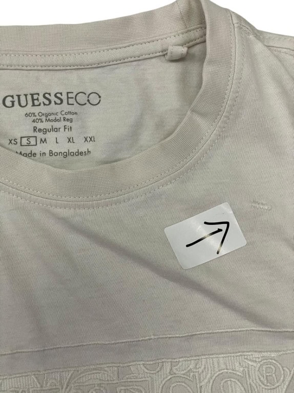 GUESS ECO T-SHIRT ΑΝΔΡΙΚΟ ΑΣΠΡΟ/ΕΚΡΟΥ ΜΕ ΑΝΑΓΛΥΦΟ ΛΟΓΟΤΥΠΟ - S